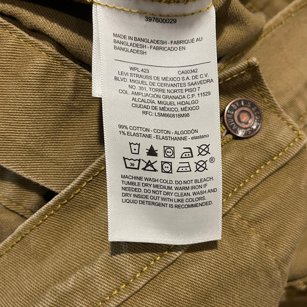 Signature by Levi Strauss Denim Jacket Men XXL Tan Brown Trucker Stretch - Picture 5 of 7
